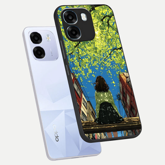 Golden Leaves Glow phone case For Oppo K14 5G showing premium glass back cover with detailed artwork