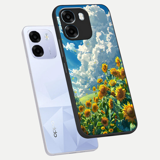  Golden Sun Glory phone case For Oppo K14 5G showing premium glass back cover with detailed artwork