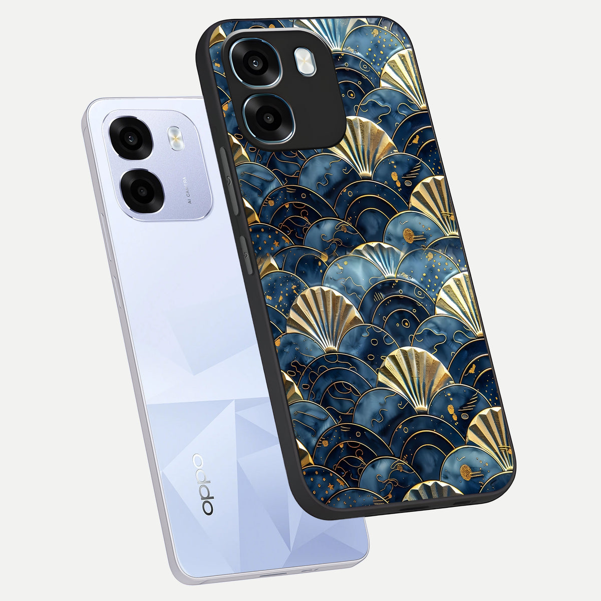  Golden Wave Luxe phone case For Oppo K14 5G showing premium glass back cover with detailed artwork