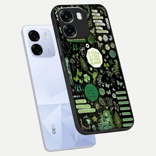  Green Mandala Pattern phone case For Oppo K14 5G showing premium glass back cover with detailed artwork