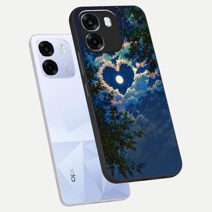  Heart With Moon Sky phone case For Oppo K14 5G showing premium glass back cover with detailed artwork