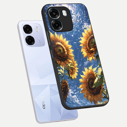  Heavenly Sunflower Rise phone case For Oppo K14 5G showing premium glass back cover with detailed artwork