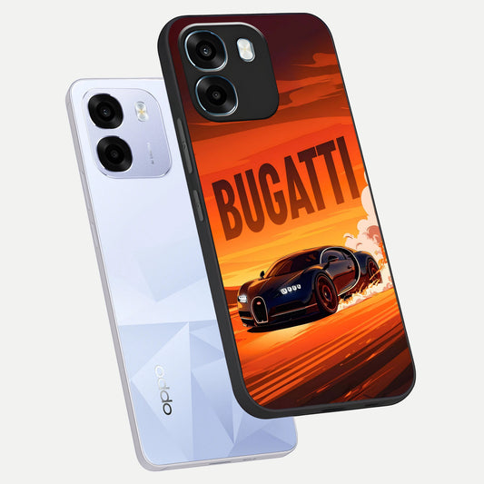  Inferno Bugatti Storm phone case For Oppo K14 5G showing premium glass back cover with detailed artwork