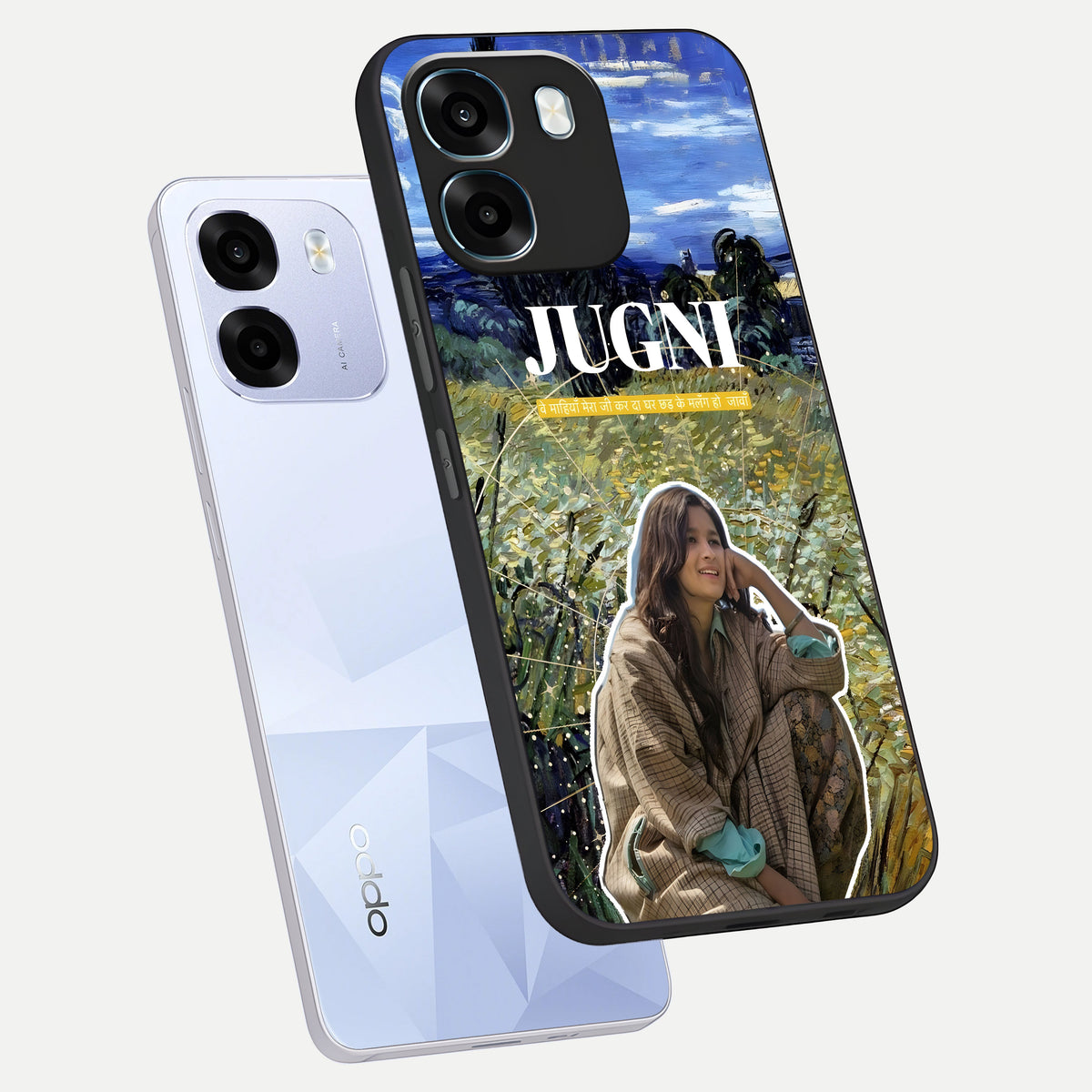  Jugni Soul Vibes phone case For Oppo K14 5G showing premium glass back cover with detailed artwork