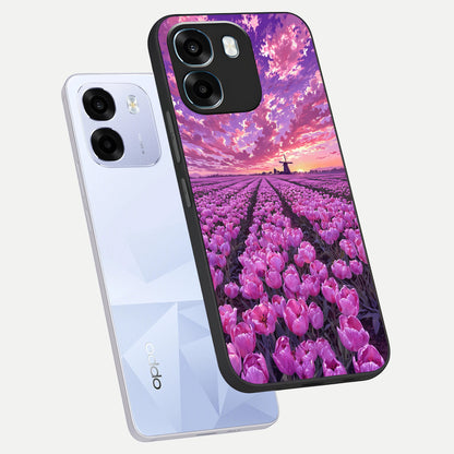  Lavender Dream Skies phone case For Oppo K14 5G showing premium glass back cover with detailed artwork