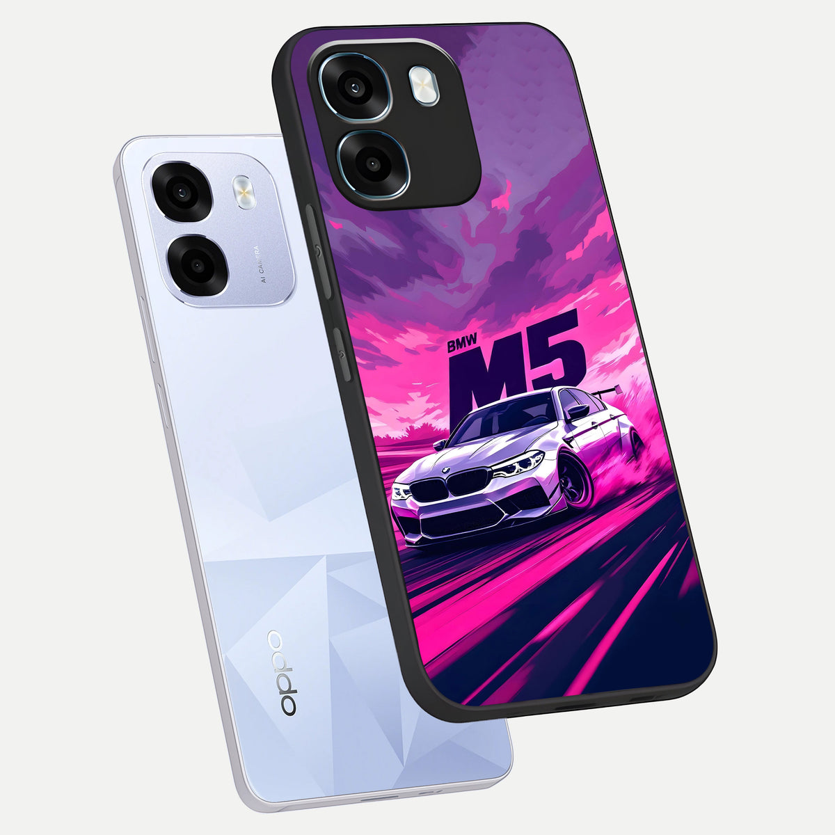  MS Neon Car phone case For Oppo K14 5G showing premium glass back cover with detailed artwork