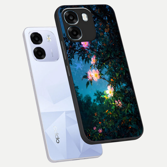  Midnight Bloom Glow phone case For Oppo K14 5G showing premium glass back cover with detailed artwork