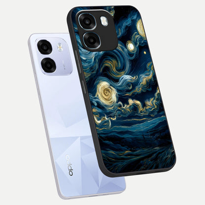  Midnight Sky Whirl phone case For Oppo K14 5G showing premium glass back cover with detailed artwork