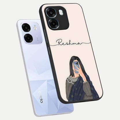  Mirror Mood Muse With Custom Name phone case For Oppo K14 5G showing premium glass back cover with detailed artwork