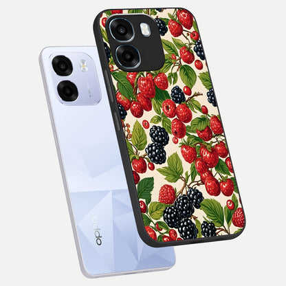  Mixed Berry Collage phone case For Oppo K14 5G showing premium glass back cover with detailed artwork