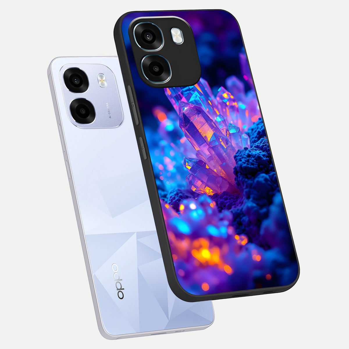  Neon Aura Shards phone case For Oppo K14 5G showing premium glass back cover with detailed artwork