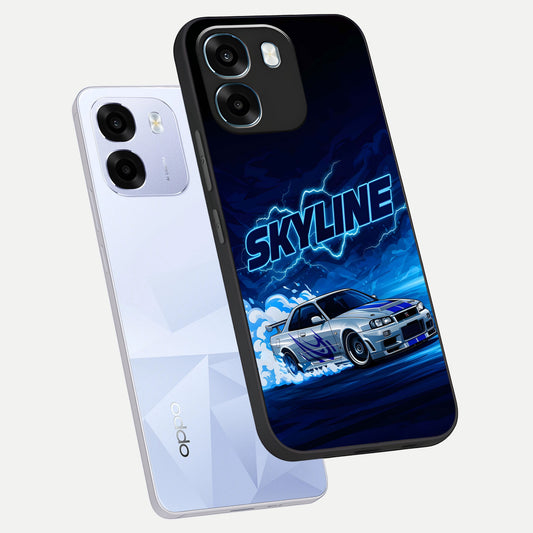  Neon Drift Beast phone case For Oppo K14 5G showing premium glass back cover with detailed artwork