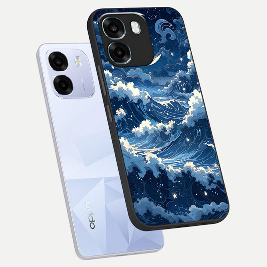  Ocean Moon Waves phone case For Oppo K14 5G showing premium glass back cover with detailed artwork