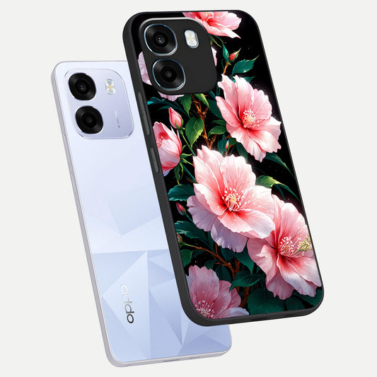  Peach Flower phone case For Oppo K14 5G showing premium glass back cover with detailed artwork