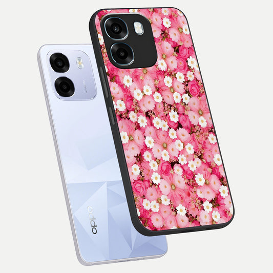  Pink Daisy Bliss phone case For Oppo K14 5G showing premium glass back cover with detailed artwork