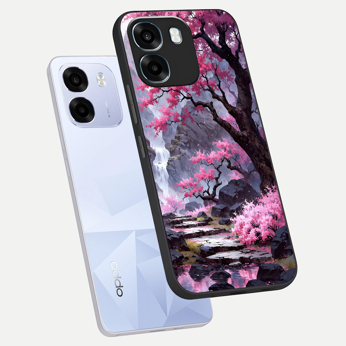  Pink Sunflower Glow phone case For Oppo K14 5G showing premium glass back cover with detailed artwork