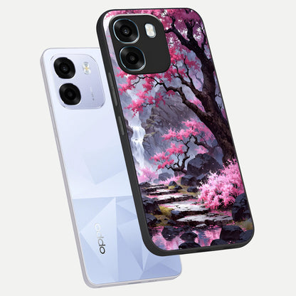  Pink Sunflower Glow phone case For Oppo K14 5G showing premium glass back cover with detailed artwork