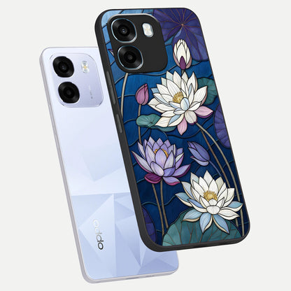  Purple Lotus Stained phone case For Oppo K14 5G showing premium glass back cover with detailed artwork