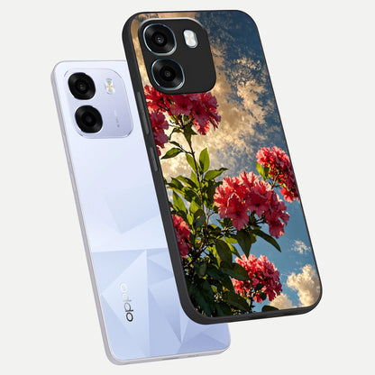 Red Bloom Skies phone case For Oppo K14 5G showing premium glass back cover with detailed artwork