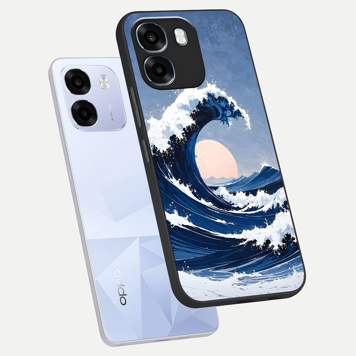  Rising Tide Power phone case For Oppo K14 5G showing premium glass back cover with detailed artwork