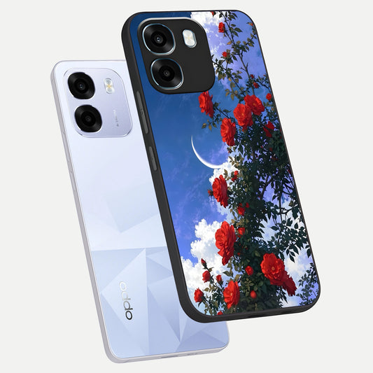  Rose Drift Flowers phone case For Oppo K14 5G showing premium glass back cover with detailed artwork