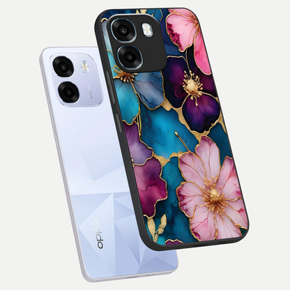  Sparkle Floral phone case For Oppo K14 5G showing premium glass back cover with detailed artwork