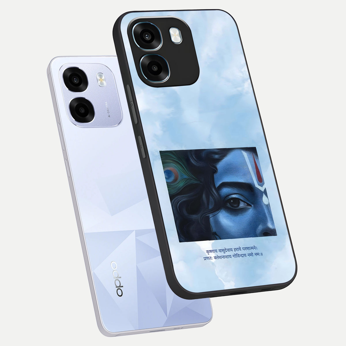  Spiritual Krishna phone case For Oppo K14 5G showing premium glass back cover with detailed artwork