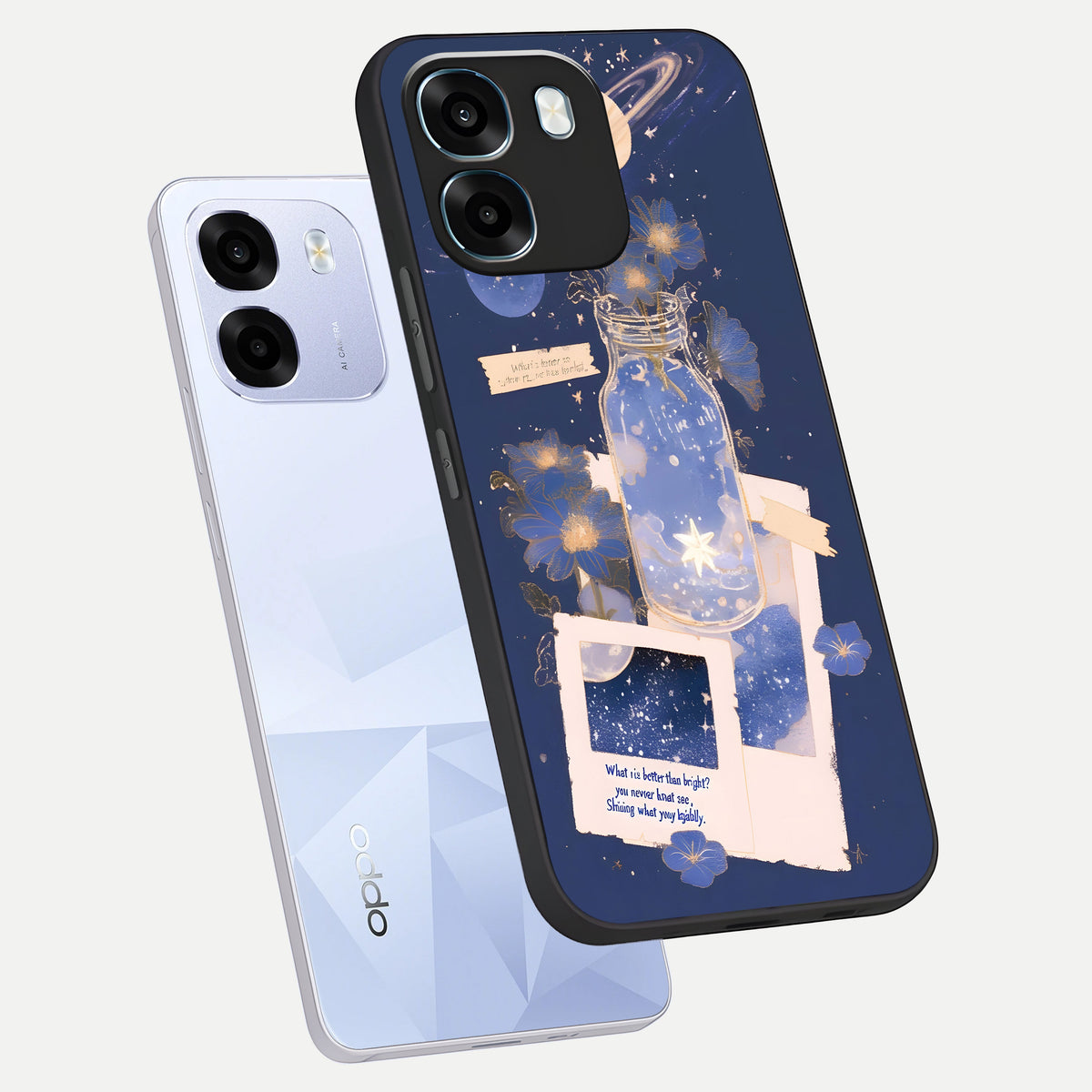  Starlit Cosmic Jar phone case For Oppo K14 5G showing premium glass back cover with detailed artwork