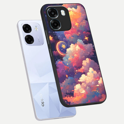  Starlit Dream Clouds phone case For Oppo K14 5G showing premium glass back cover with detailed artwork