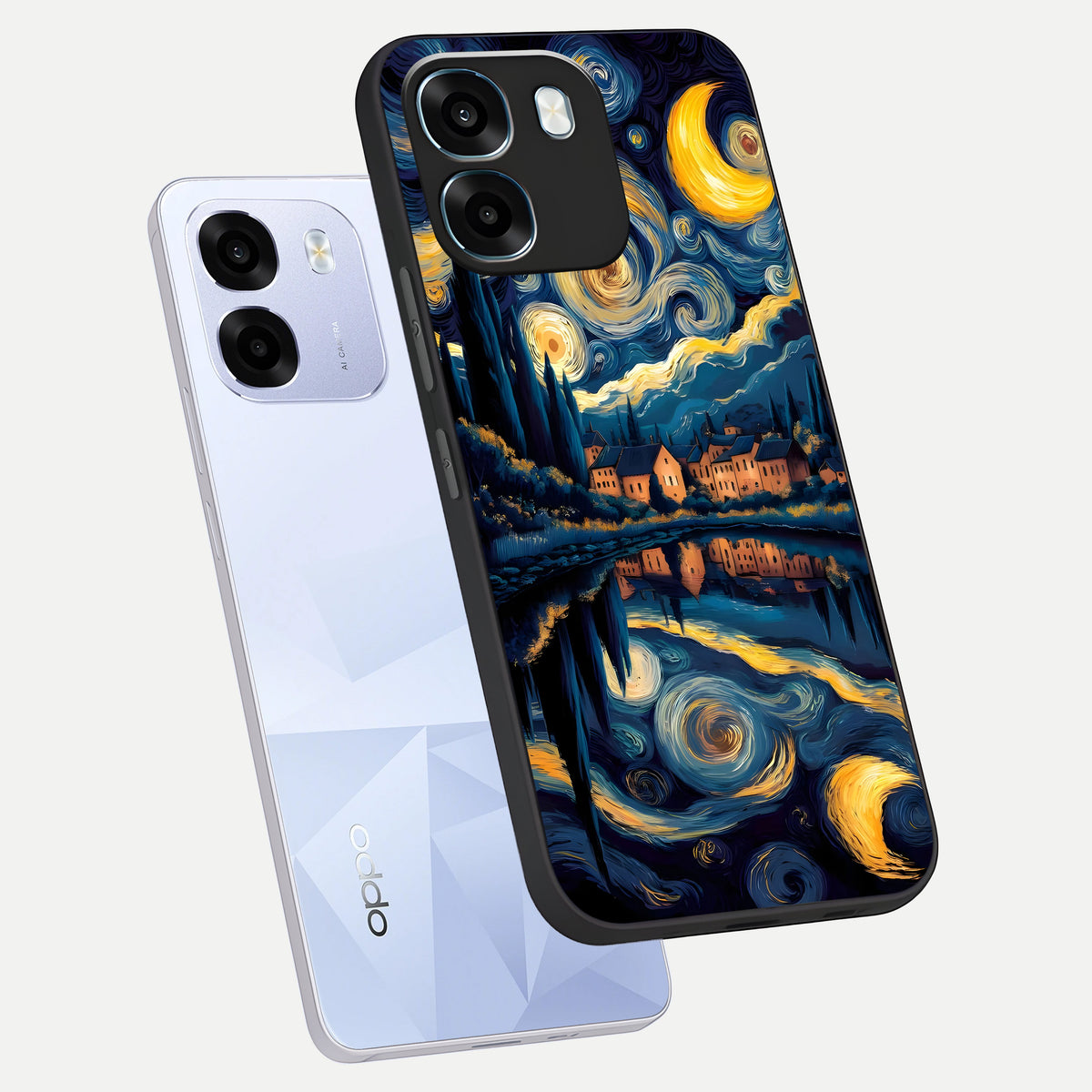  Starry Sky Serenity phone case For Oppo K14 5G showing premium glass back cover with detailed artwork