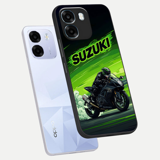  Suzuki Speed Beast phone case For Oppo K14 5G showing premium glass back cover with detailed artwork