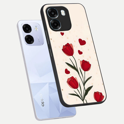  Tulip With Heart phone case For Oppo K14 5G showing premium glass back cover with detailed artwork