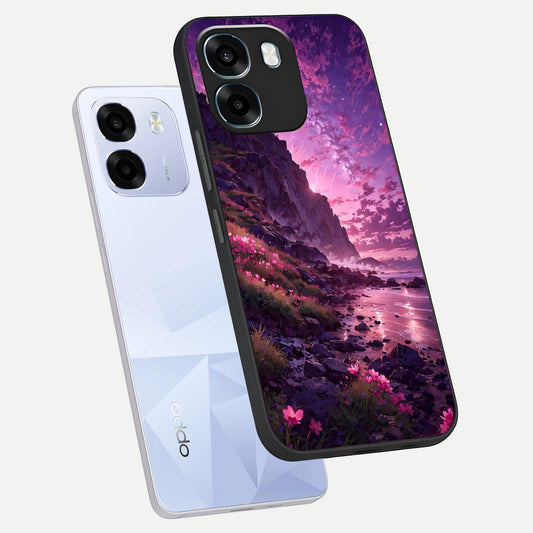  Twilight Blossom Coast phone case For Oppo K14 5G showing premium glass back cover with detailed artwork