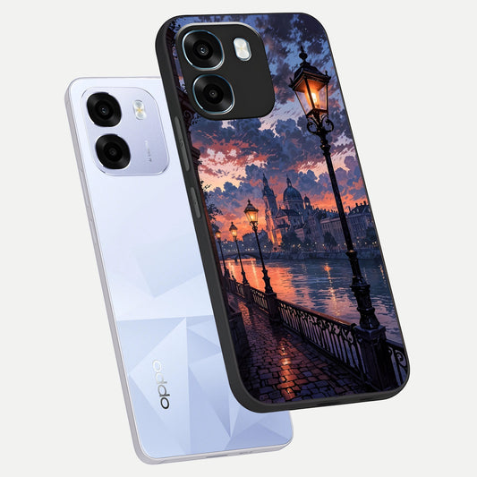  Twilight River Lights phone case For Oppo K14 5G showing premium glass back cover with detailed artwork