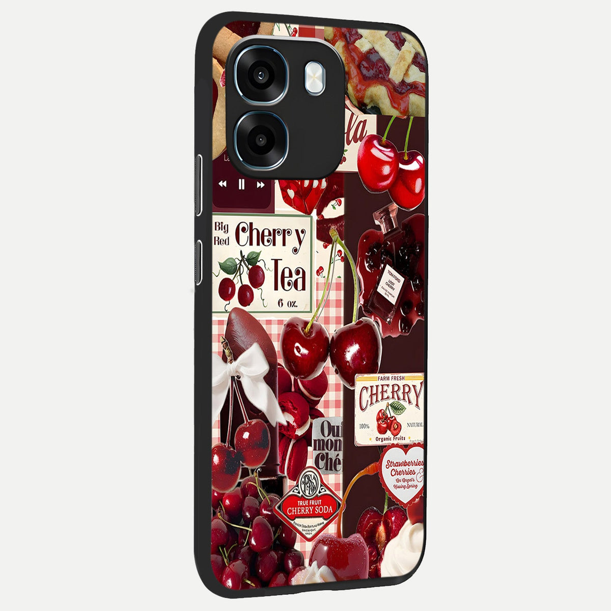  Aesthetic Cherry Tea back cover For Oppo K14 5G slim fit glass case with vibrant aesthetic design
