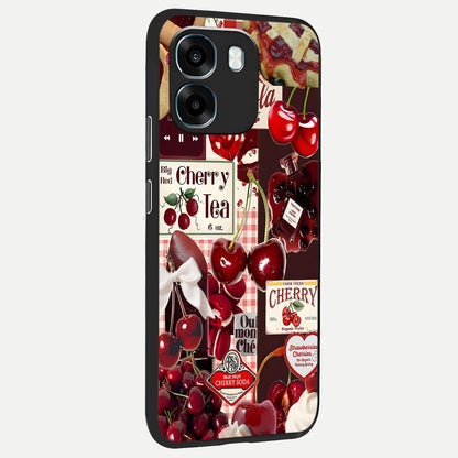  Aesthetic Cherry Tea back cover For Oppo K14 5G slim fit glass case with vibrant aesthetic design