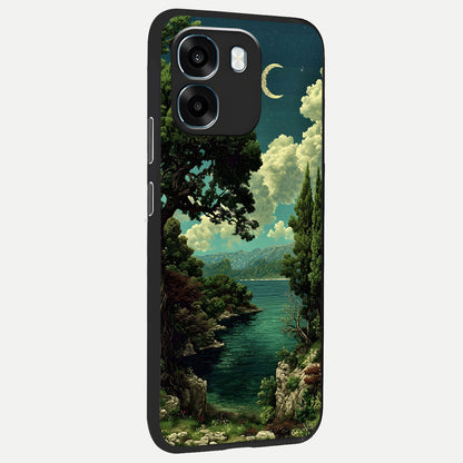  Celestial Lake Peace back cover For Oppo K14 5G slim fit glass case with vibrant aesthetic design