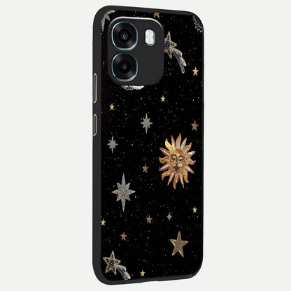 Celestial Moon With Stars back cover For Oppo K14 5G slim fit glass case with vibrant aesthetic design