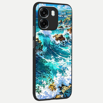  Coastal Blue Waves back cover For Oppo K14 5G slim fit glass case with vibrant aesthetic design