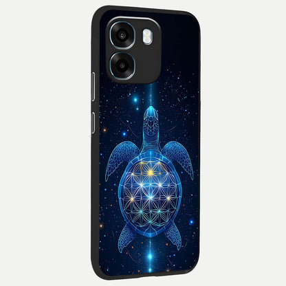  Crimson Blue Turtle back cover For Oppo K14 5G slim fit glass case with vibrant aesthetic design