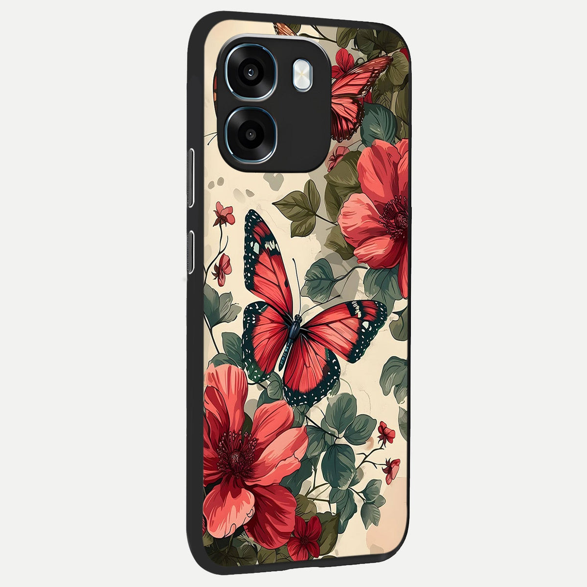  Crimson Butterfly Garden back cover For Oppo K14 5G slim fit glass case with vibrant aesthetic design