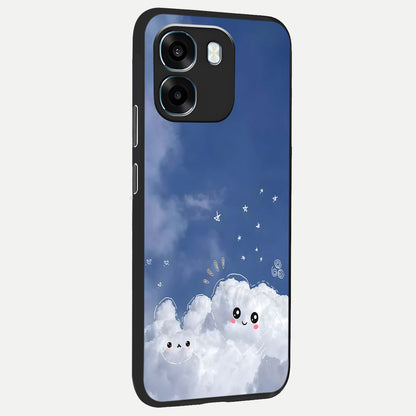  Cute Blossom Cloud back cover For Oppo K14 5G slim fit glass case with vibrant aesthetic design