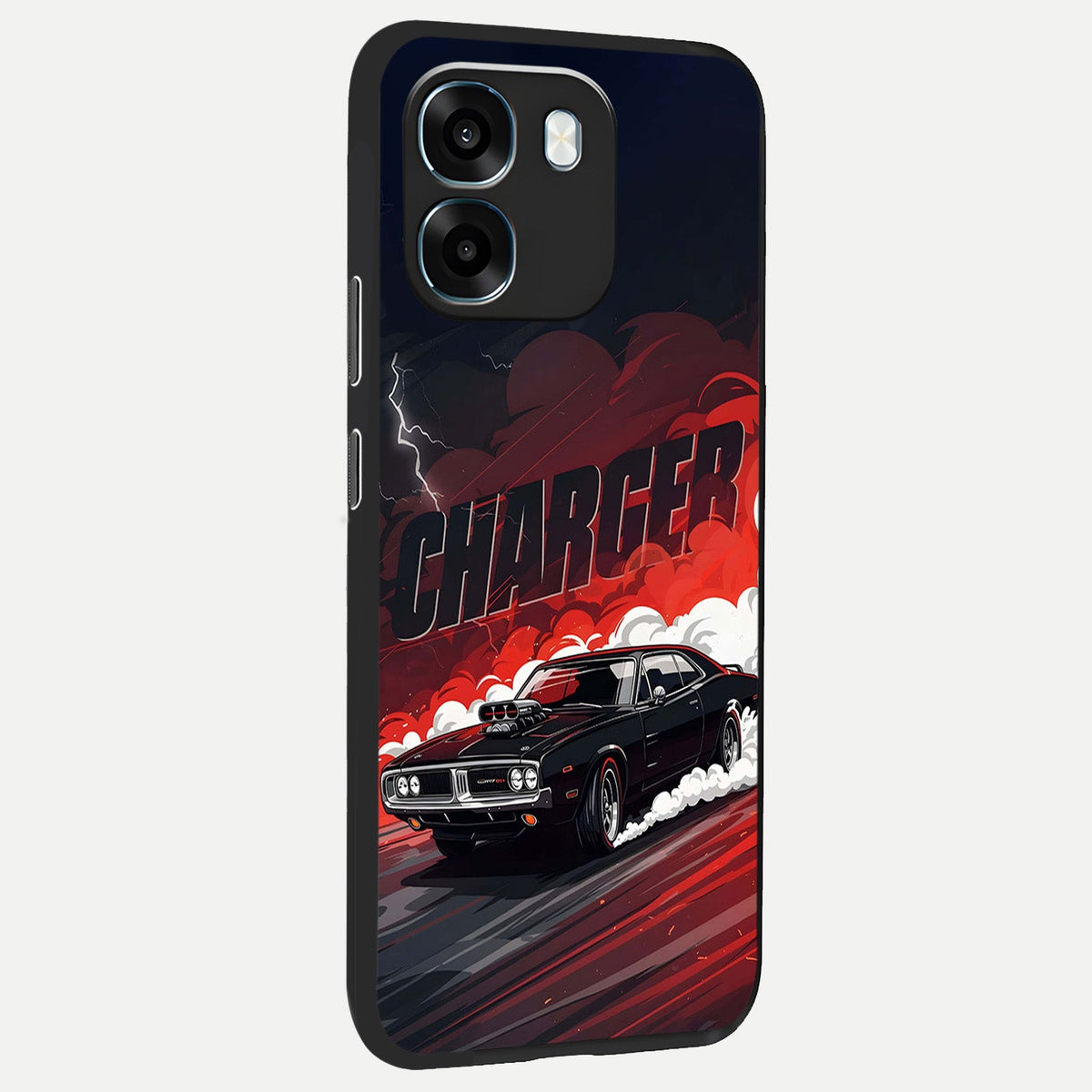  Dark Charger Fury back cover For Oppo K14 5G slim fit glass case with vibrant aesthetic design