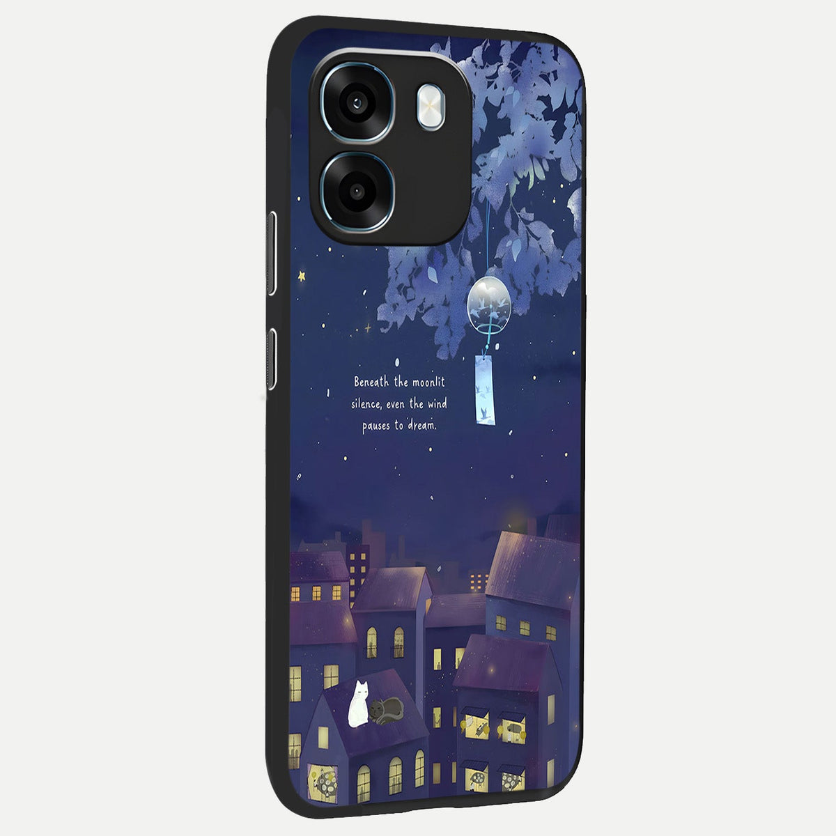  Moonlit Cat Silence back cover For Oppo K14 5G slim fit glass case with vibrant aesthetic design