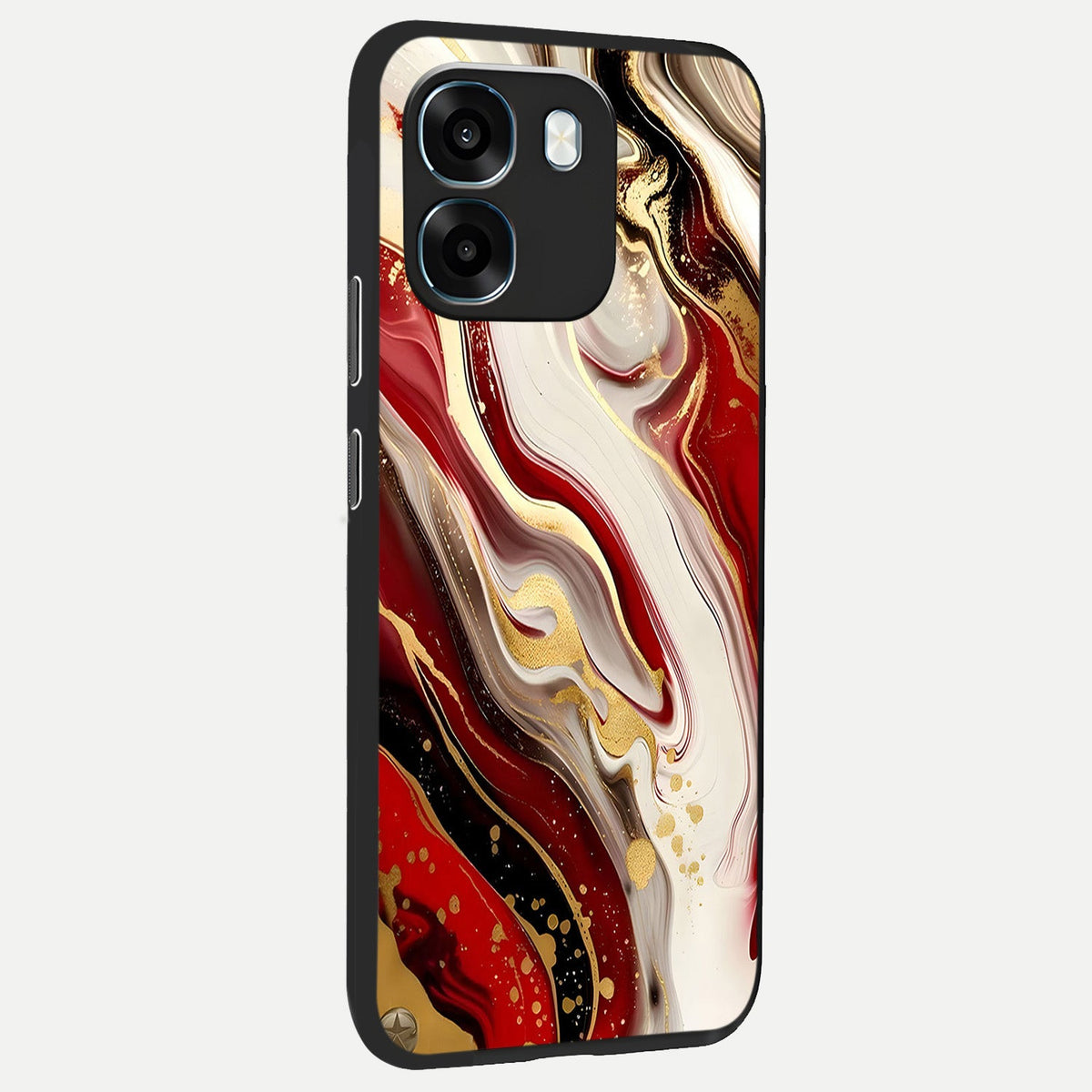  Red And White Marble back cover For Oppo K14 5G slim fit glass case with vibrant aesthetic design