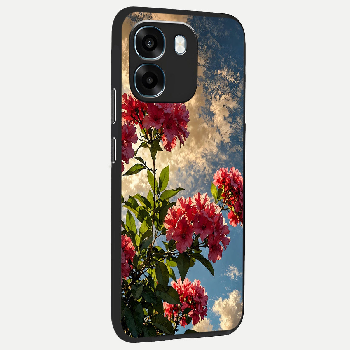  Red Bloom Skies back cover For Oppo K14 5G slim fit glass case with vibrant aesthetic design