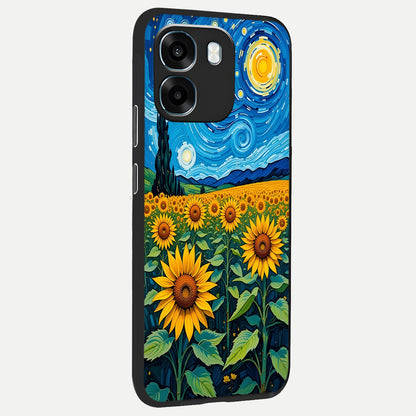  Starry Sunflower Dreams back cover For Oppo K14 5G slim fit glass case with vibrant aesthetic design