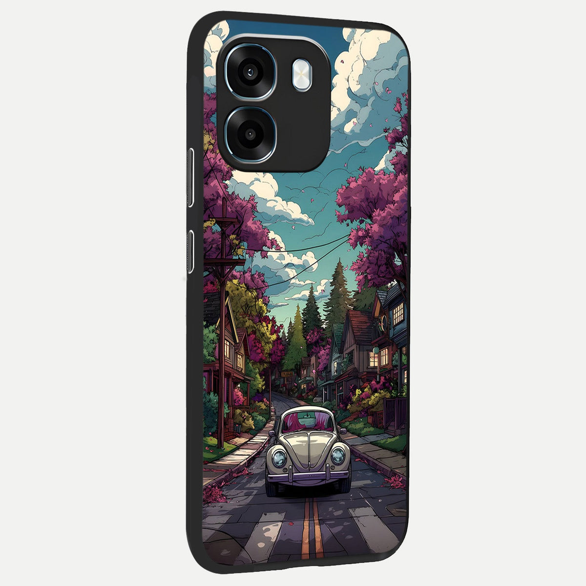  Vintage Street Drive back cover For Oppo K14 5G slim fit glass case with vibrant aesthetic design