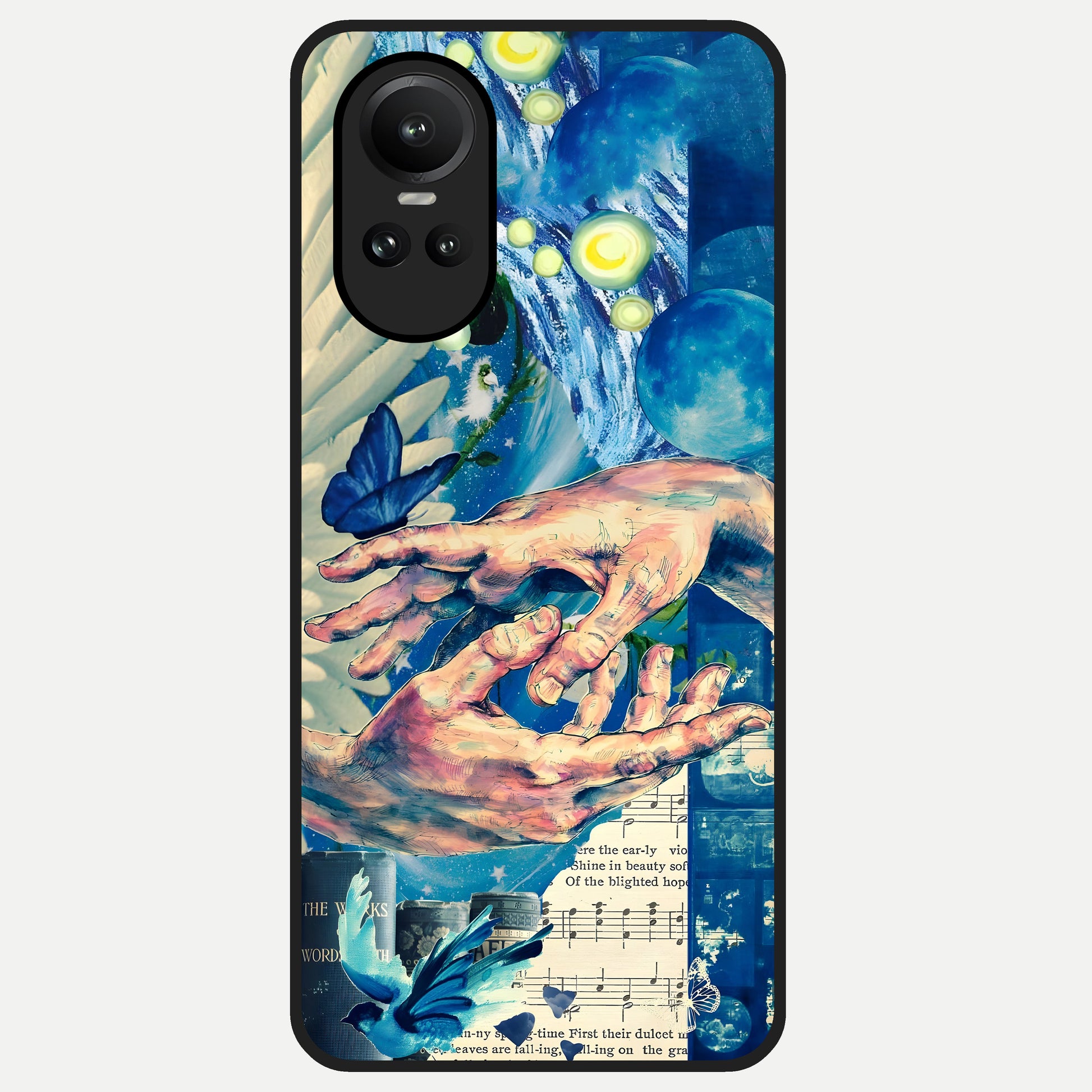  Aesthetic Divider Glass Case For Oppo Reno 10 back cover – full design glossy printed glass finish