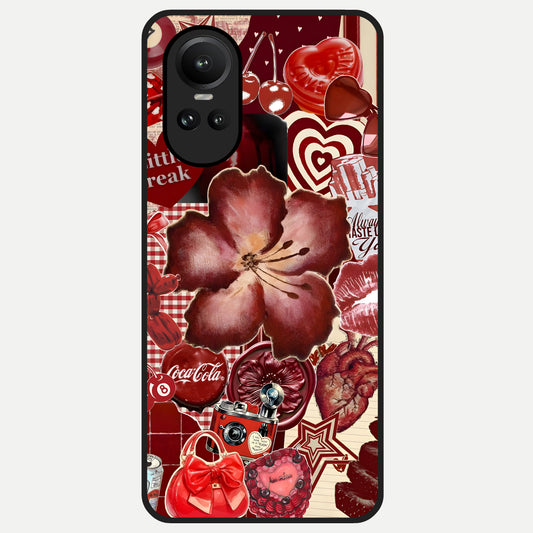  Aesthetic Little Freak Glass Case For Oppo Reno 10 back cover – full design glossy printed glass finish
